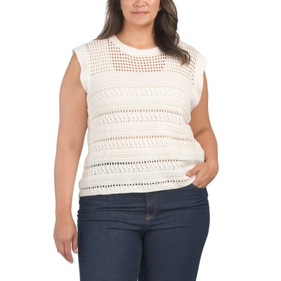 GILLI Cream Plus Open Weave Sweater - Picture 1 of 2